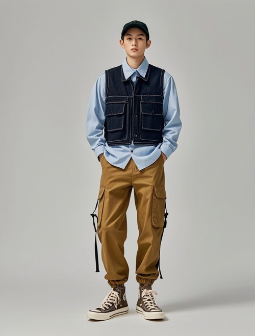 男生高帮帆布鞋5种经典搭法 潮流穿搭秘籍-美派服饰网(图2)