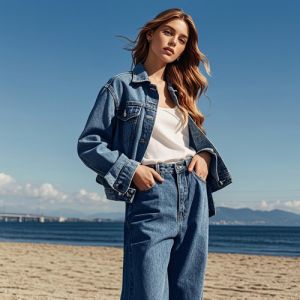 女阔腿牛仔裤搭配外套时尚指南-美派服饰网