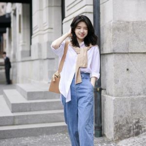 白色衬衣搭配阔腿裤的三种经典穿法-美派服饰网