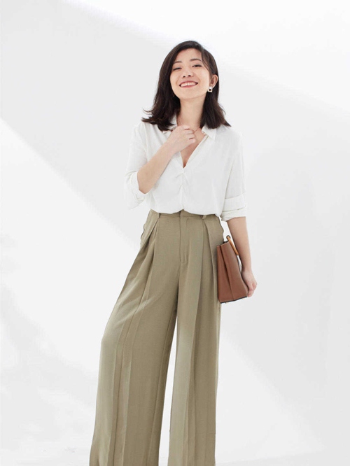 白色衬衣搭配阔腿裤的三种经典穿法-美派服饰网(图3)