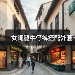 女阔腿牛仔裤搭配外套（图3）